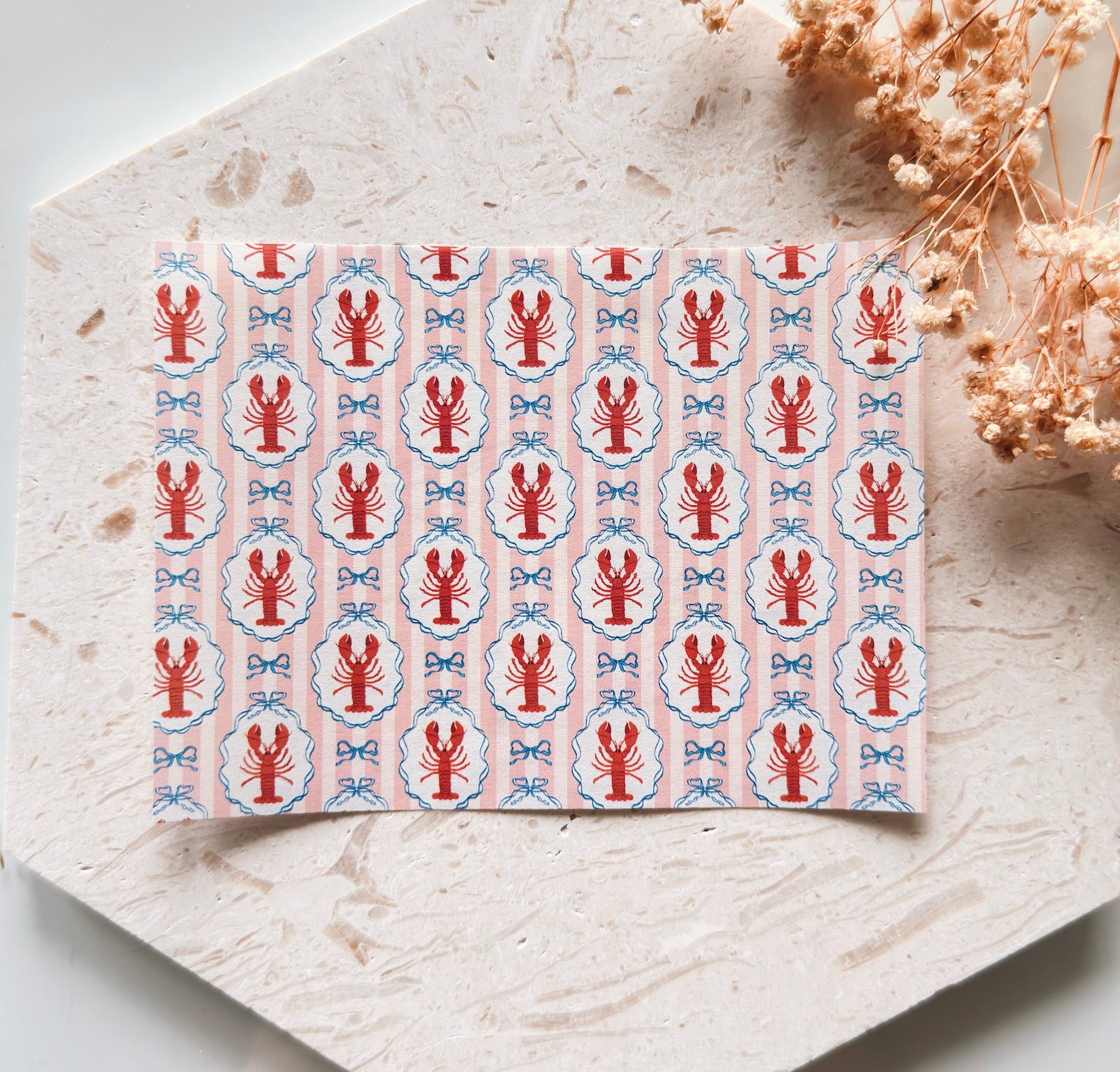 Polymer Clay Transfer Paper – Pink Lobster Stripe Pattern for Earrings & Jewelry Making – TP-598